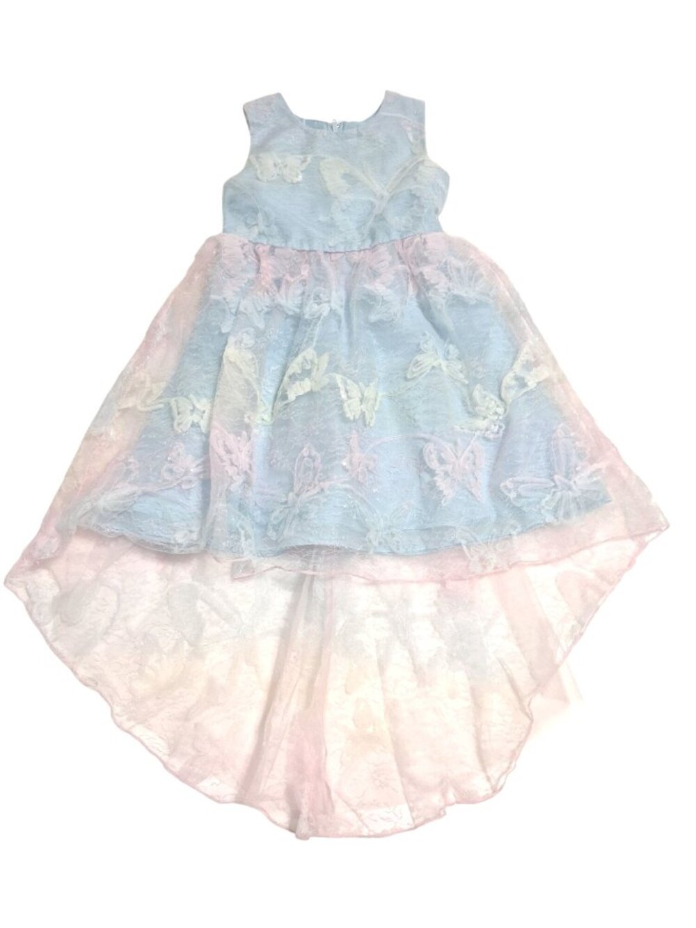 Rare Editions Girls Blue & Pink Butterfly High-Low Party Dress 4T